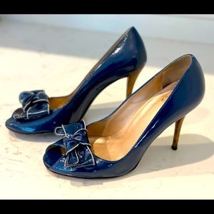 Stuart Weitzman Blue Patent Leather Peeptoe